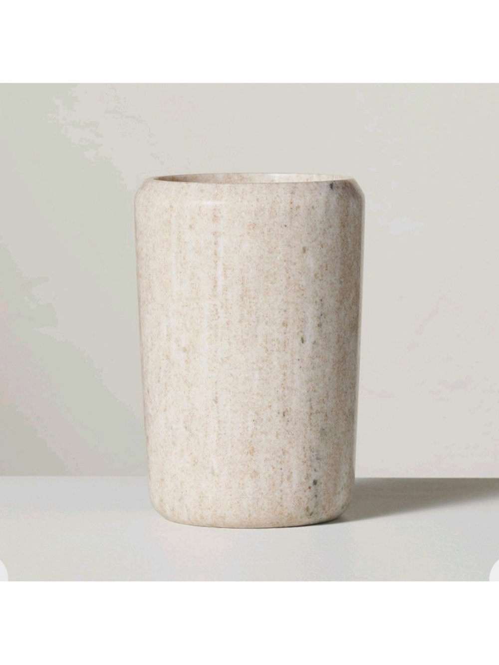 Hearth & Hand NWT Marble Utensil Organizer in Warm Beige 7"H Countertop Crock